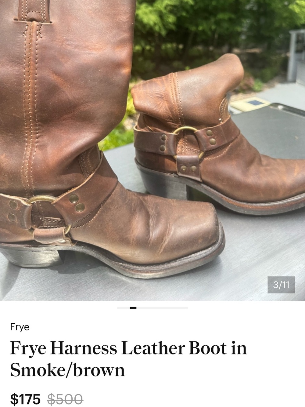 Frye Smoke/Brown Harness Mid-Calf Leather Boot - Picture 4 of 10